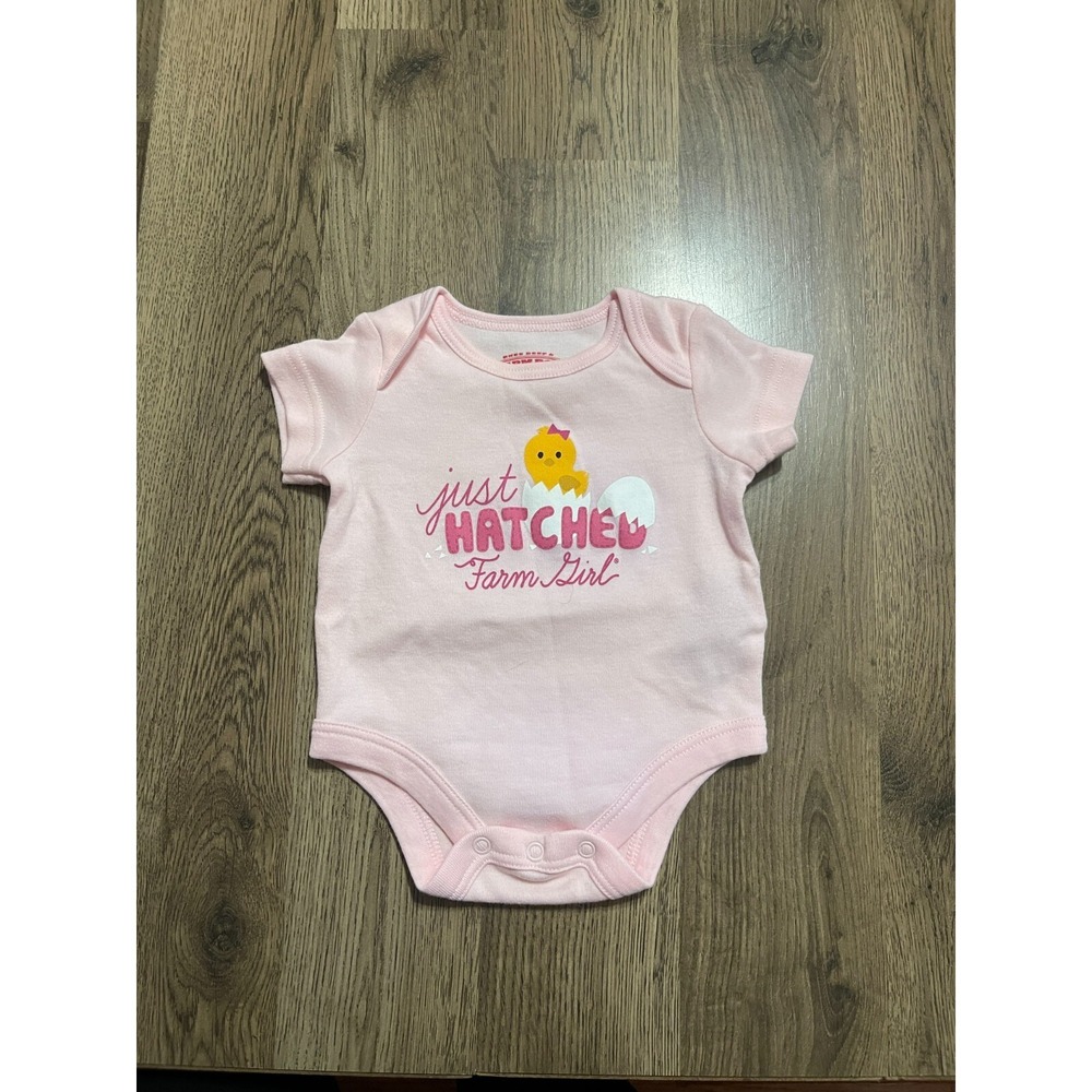 Farm Girl One Piece, Baby Girl Size 0-3M, Pink, JUST HATCHED